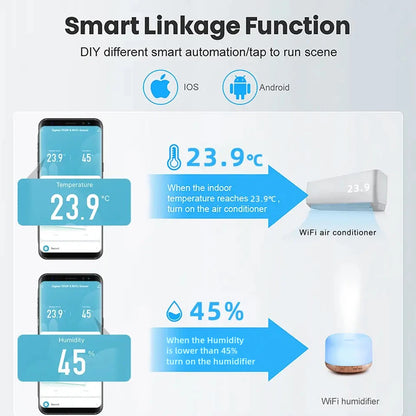 Tuya WiFi Temperature and Humidity Sensor Indoor Humidity Sensor Battery Powered APP Monitoring For Alexa Google Home Voice