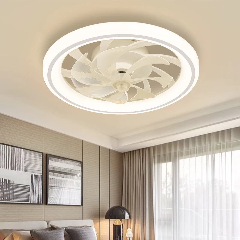 Smart Ceiling Fan Fans With Lights Remote Control Bedroom Decor Ventilator Lamp 48cm Air Invisible Blades Retractable Silent