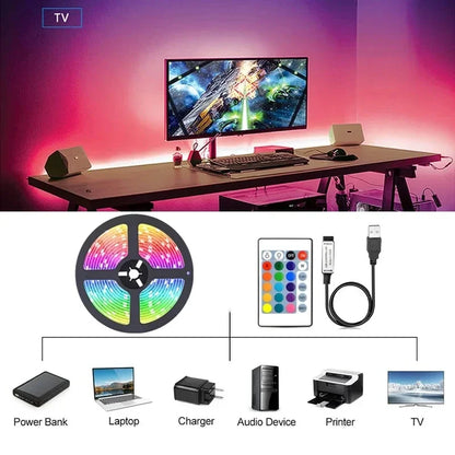 LED Strip Light WIFI Bluetooth Control 5050 RGB Led Lights Flexible Ribbon Luces Led 1M-30M 5V USB TV BackLight Room Decoration