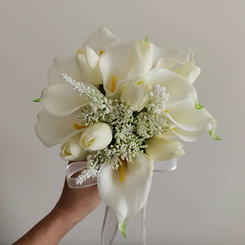 Wedding Bouquet Artificial Calla Lily Hand Bouquet Bridal Holding Flowers for Bridesmaid Wedding Flowers Bridal Accessories