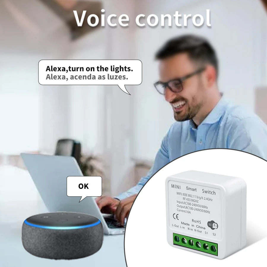 Tuya Smart WiFi Switch For Lighting RF 433MHz Wireless Switch Smart Life APP Voice Control Work With Alexa Google Home Alice