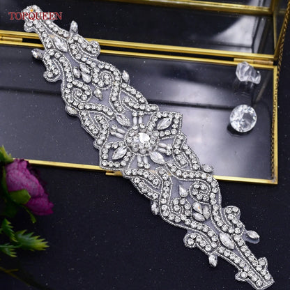 TOPQUEEN S26 Luxury Rhinestones Wedding Dresses Belt Women Crystal Applique Decoration Sparkly for Bride Waistband Bridal Sash