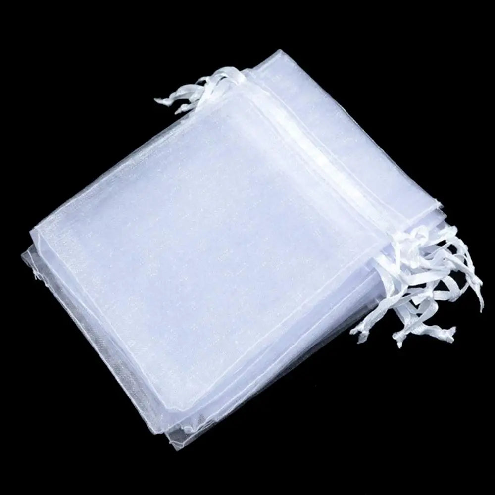 25/50PCS Drawable Party Supply Christmas Favor Jewelry Packing White Pouches Drawstring Pocket Organza Gauze Sachet Gift Bags