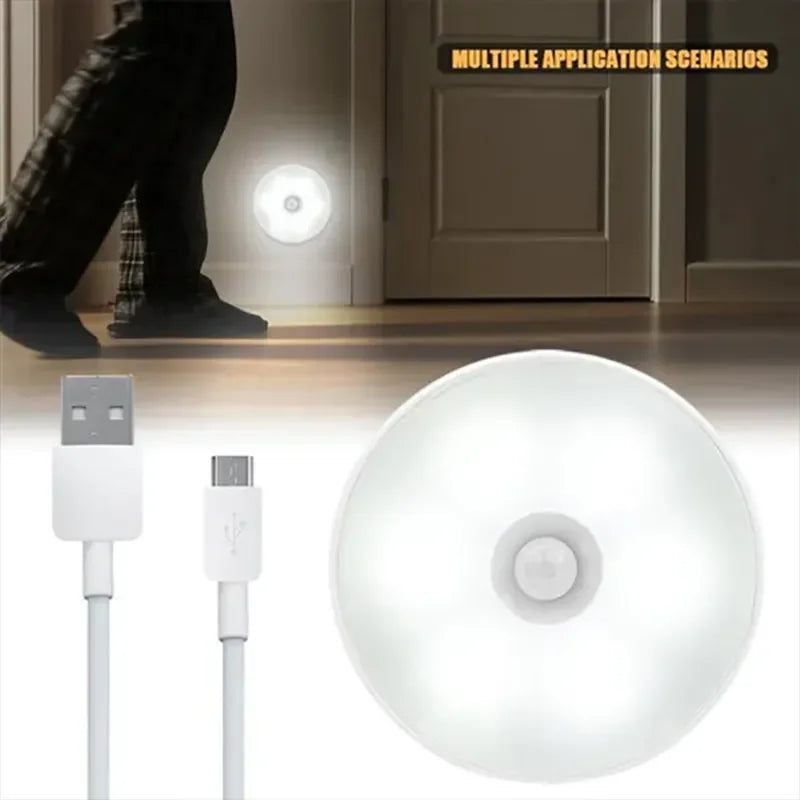 Motion Sensor LED Night Light USB Rechargeable Night Lamp For Kitchen Cabinet Wardrobe Lamp Staircase Wireless LED Closet Light