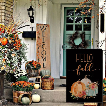 Fall Welcome Garden Flag Floral Thankgiving Double Sided Vertical Rustic Farmhouse Yard Seasonal Holiday Outdoor Decor 12×18 Inc