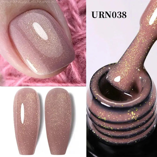 UR SUGAR 7.5ml Gold Glitter Nude Gel Nail Polish Aurora Winter Manicure Semi Permanent Soak Off UV LED Nail Art Gel Varnish