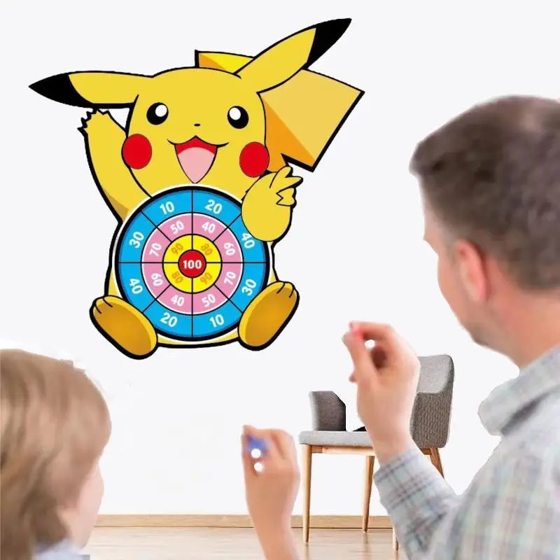 Pokemon Children Cartoon Pikachu Squirtle Dart Board Sticky Ball Family Sports Game Interactive Educational Toy Birthday Gift