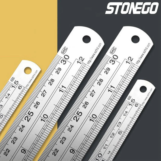 STONEGO Stainless Steel Ruler, 6, 8, 12, 16, 20 Inch Metal Rulers, With High Precision Graduation Line Double-Sided Scale