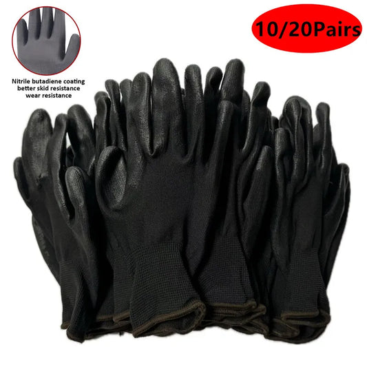 10/30 Pair Logo Free Polyurethane Gloves Safety Work Gloves Repair Gloves Palm Coated Gloves Carpenter Repairman Supplies