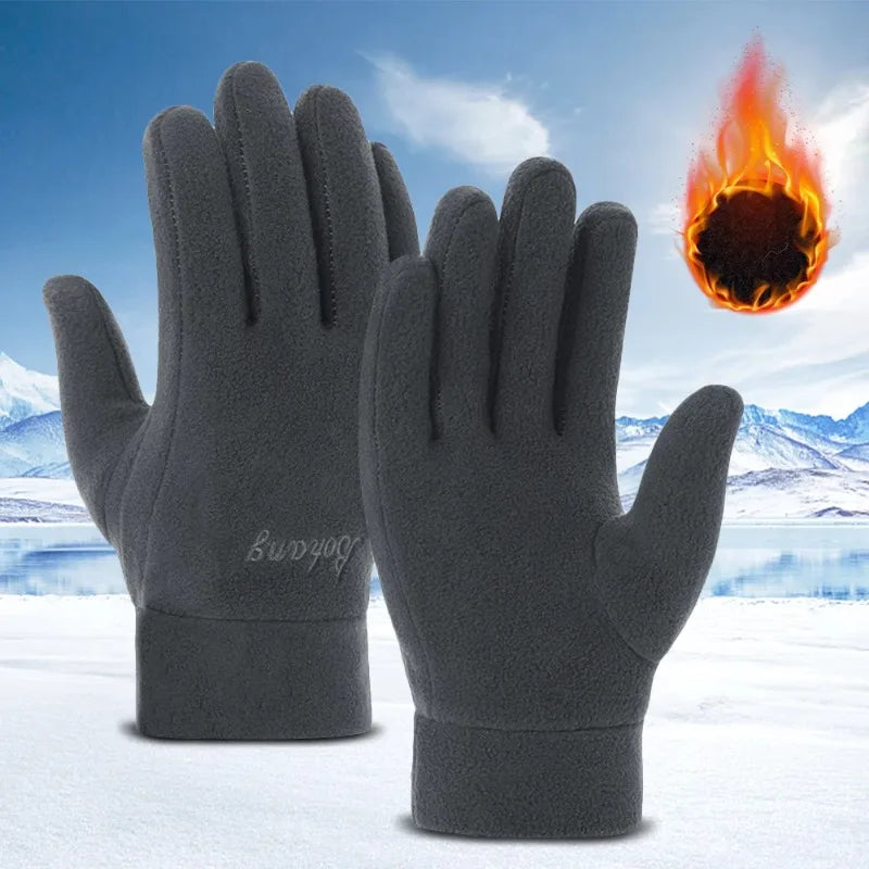 Thicken Fleece Gloves for Men Women Winter Warm Thermal Full Finger Glove Outddor Windproof Running Skiing Cycling Mittens