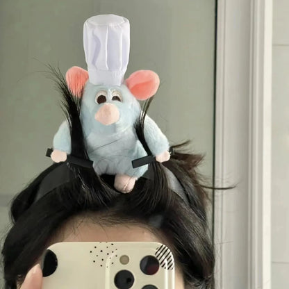 Disney Ratatouille Hairband Kawaii Cartoon Cute Plush Doll Headband Wide-Brimmed Hairpin Photo Headdress Creativity Girl Gift