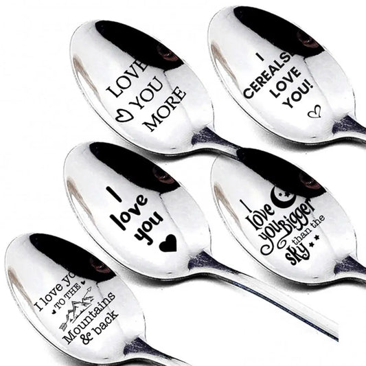 Long Handle Spoon Tableware 2022 Valentines Day Gift Anniversary Gift I LOVE YOU Letter Engraved Boyfriend Girlfriend Present