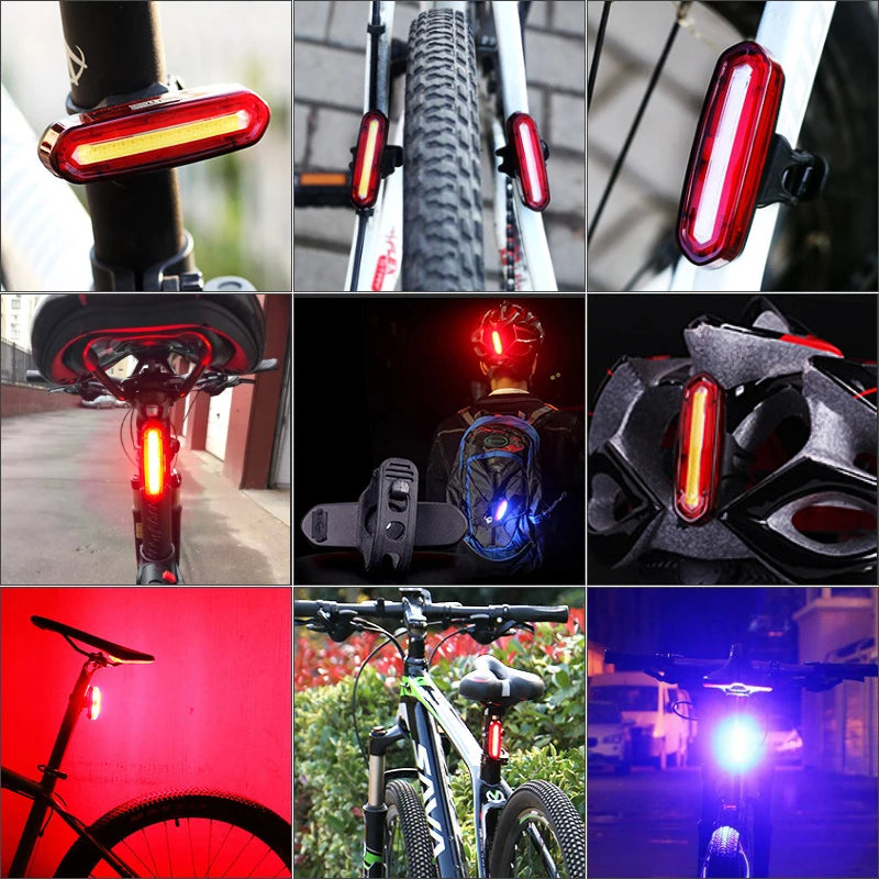 Bike Tail Light LED Bike Front Rear Light Bicycle Waterproof USB Rechargeable Mountain Riding Cycling Tail Lamp Bicycle Light