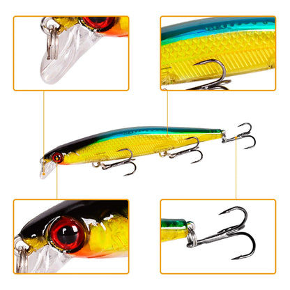 1Pcs Floating Wobbler Minnow Laser Fishing lure 11mm 12g Crankbait Artificial Hard Bait Bass Lure Plastic Fish Fishing Tackle