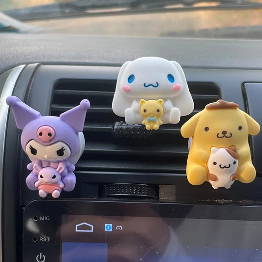 Sanrio Kuromi Cinnamoroll Car Air Outlet Fragrance Decoration  Cute Melody Pompompurin Pochacco Kawaii Car Aromatherapy Ornament