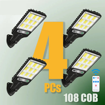 1~4pcs Solar Lights Outdoor With 3 Mode Waterproof Motion Sensor Security Lighting LED Wall Street Lamp for Garden 108/117COB