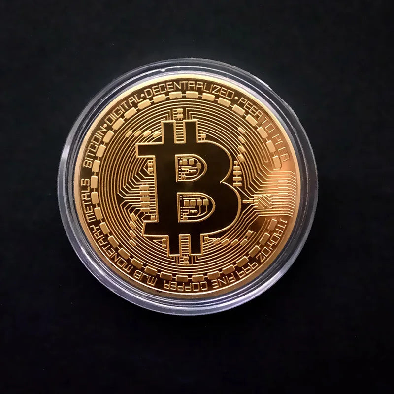 Gold Plated Bitcoin Coin Collectible Art Collection Gift Physical Commemorative Casascius Bit BTC Metal Antique Imitation