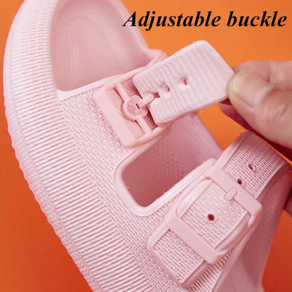 Thick Platform Cloud Slippers Women Fashion Buckle Soft Sole Pillow Slides Sandals Woman 2024 Summer Beach Non-Slip Flip Flops