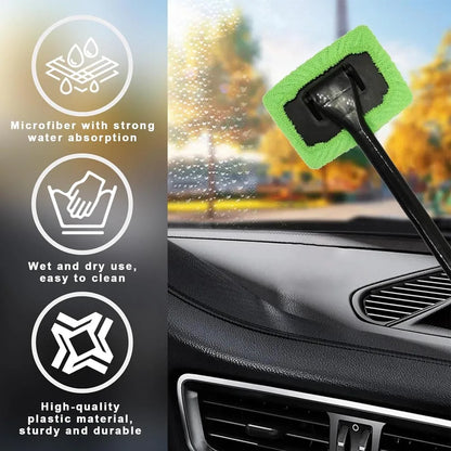 Car Window Cleaner Brush Kit Windshield Cleaning Wash Tool Inside Interior Auto Glass Wiper with Long Handle Car Accessories