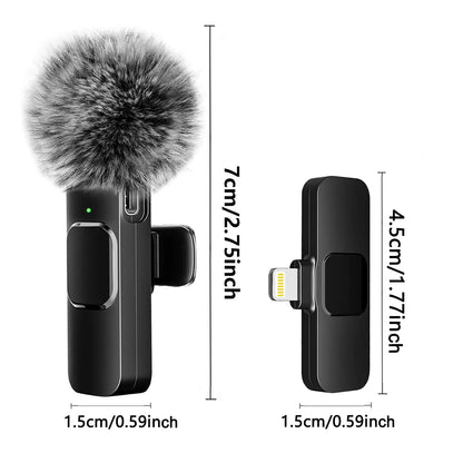 NEW Wireless Lavalier Microphone Audio Video Recording Mini Mic For iPhone Android Laptop Live Gaming Mobile Phone Microphone