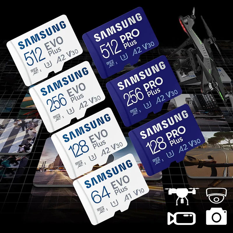 SAMSUNG Original Memory Card 64GB/U1/128GB/256GB/512GB SDXC Micro SD/TF Flash Cards MicroSD UHS-1 U3 4K For Phone Drone Camera