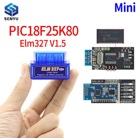 Double PCB Mini ELM327 V 1.5 Car Diagnostic Scanner OBD OBD2 Bluetooth V 1 5 PIC18F25K80 for Android Supports All OBD2 Protocol