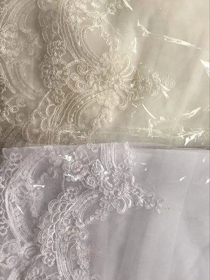 BABYONLINE Flower Lace Edged Appliques Veil with Comb 1 Tier Veil 3mx1.5m Long Cathedral Length Weding Bride Accessories