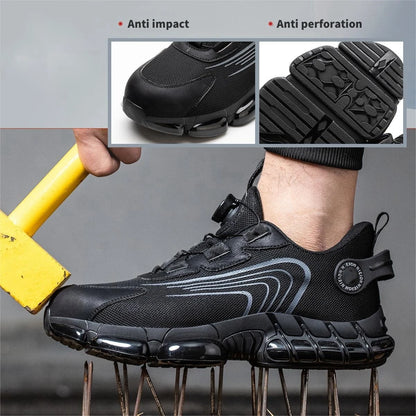 Rotary Buckle Work Sneakers Protective Shoes Safety Industrial Puncture-Proof Anti-smash Steel Toe Shoes