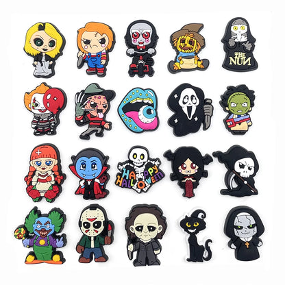 Horror Theme 1pcs Cartoon Halloween Shoe Charms Funny DIY Clogs Accessories Button Decorate Kids Boys Girls Festival Party Gifts