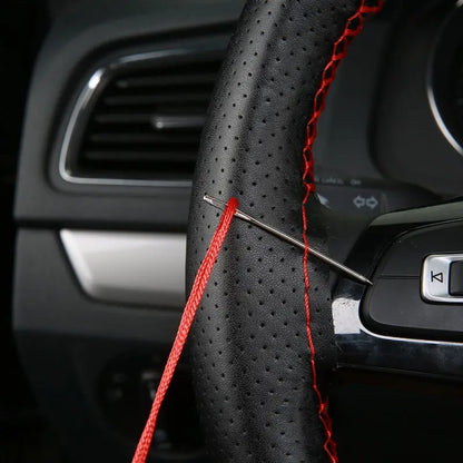 Car Steering Wheel Cover Needles And Braid Thread Artificial Leather Car Covers Suite 3 Color DIY Texture Soft Auto Accessories