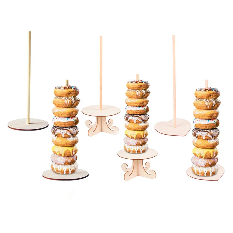 Wood Donut Stand Doughnuts Wall Stands Display board Holder Kids Birthday Party Wedding Table Decoration Baby Shower Supplies