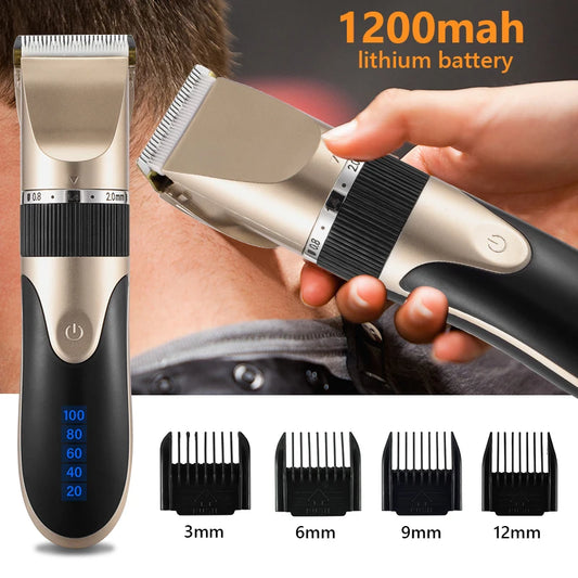 Professional Hair Trimmer Digital USB Rechargeable Hair Clipper for Men Haircut Ceramic Blade Razor Hair Cutter Barber Machine