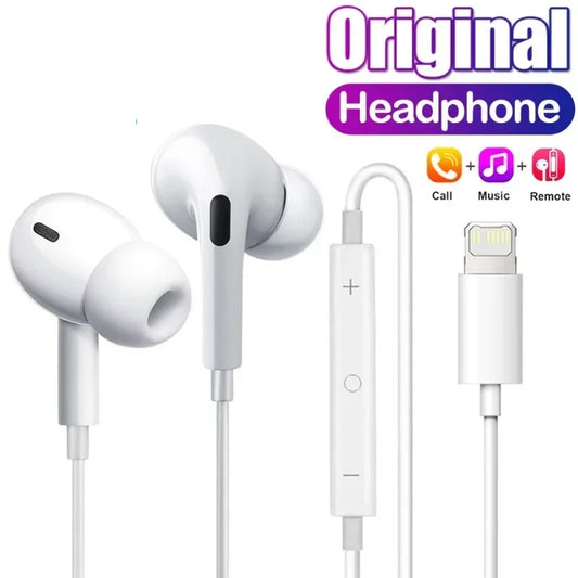 Original Earphones For Apple iPhone 14 Pro Max 13 12 11 Headphones X XS XR 8 7 6 Plus Bluetooth Wired Earbuds Phone Accessories