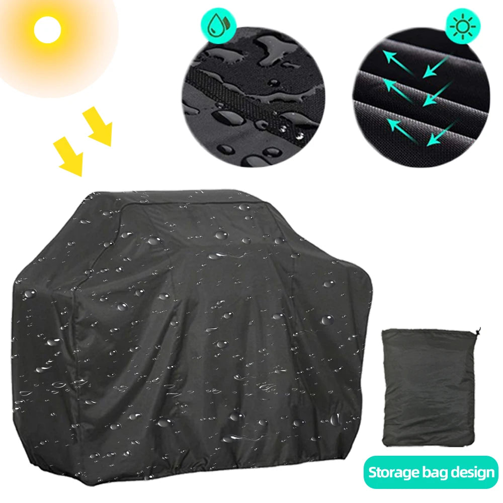 BBQ Cover Outdoor Dust Waterproof Weber Heavy Duty Grill Cover Rain Protective Outdoor Barbecue Cover Round