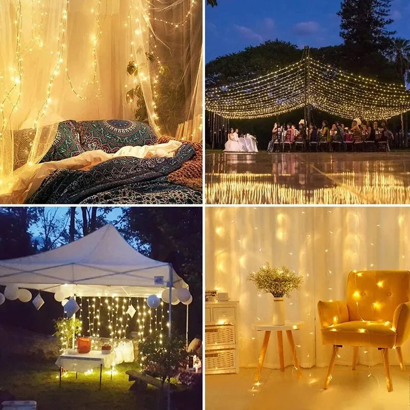 Christmas Decoration Curtain LED String Lights 3m Remote Control Holiday Wedding Fairy Garland Light for Bedroom Outdoor Home