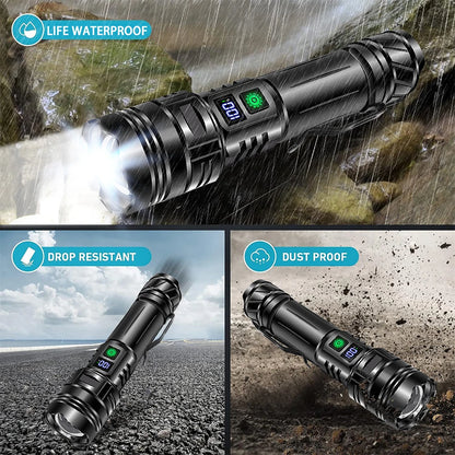 Powerful LED Flashlight Super Bright Rechargeable Portable Ultra Power Torch lamp Outdoor Emergency Camping Lantern