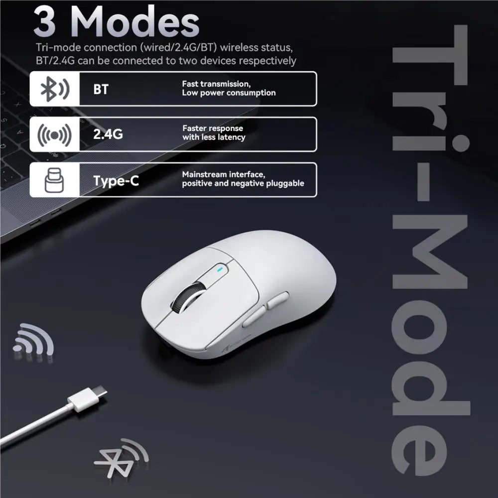 Attack Shark X3Rro Wired Mode 8KHz Bluetooth Mouse,PixArt PAW3395,Tri-Mode,Wiredless MODE 4KHz,Lightweight Macro Gaming Mouse