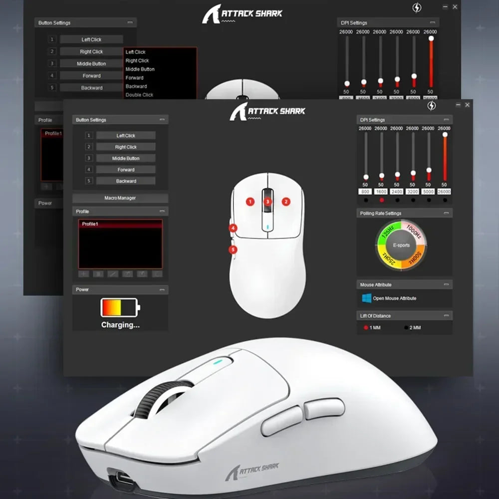 Attack Shark X3Rro Wired Mode 8KHz Bluetooth Mouse,PixArt PAW3395,Tri-Mode,Wiredless MODE 4KHz,Lightweight Macro Gaming Mouse