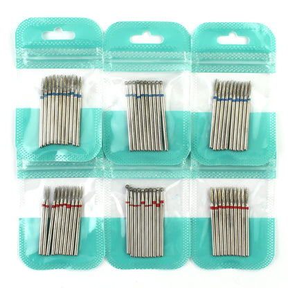 10pcs Diamond Milling Cutter Nail Drill Bits Set For Manicure Accessory Pedicure Eletric Machine Nail Bit Brush Burr Tools