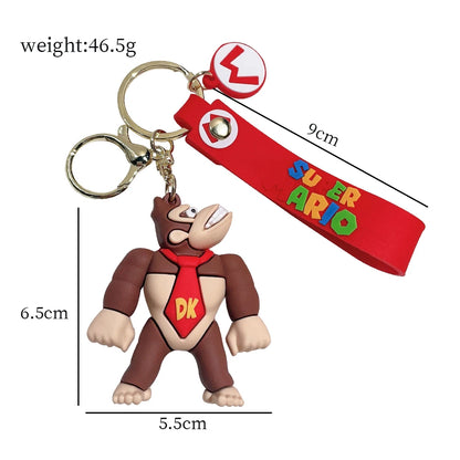 Super Mario Bros 3D Cartoon Keychain Accesorios Schoolbag Pendant Key Bag Decoration Collection Ornament Kids Toys Birthday Gift