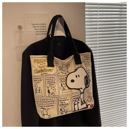 Canvas Bag Women High Capacity Bag Fashion Cartoon Snoopy Handbag Versatile One Shoulder Tote Bag Christmas Present for Girls