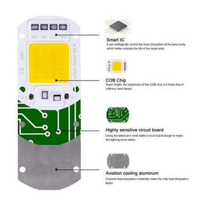 LED COB lamp Bead 20W 30W 50W 220V IP65 Smart IC No Need Driver DIY Flood light Led Bulb Spotlight Outdoor Chip Lamp Brightest