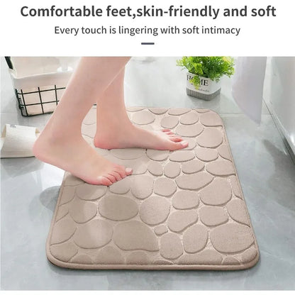 Mat Non-slip Carpets Cobblestone Embossed Bathroom Bath In Wash Basin Bathtub Side Floor Rug Shower Room Doormat Memory Foam