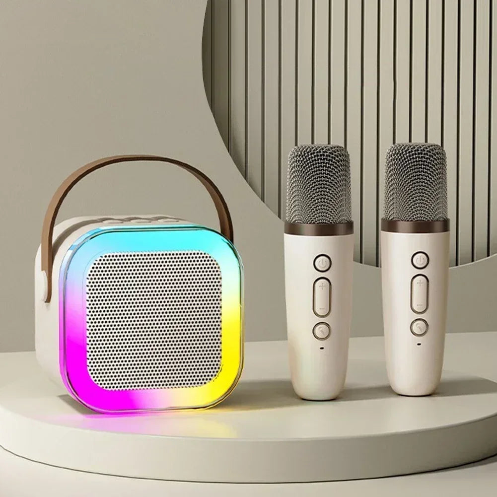 K12 Karaoke Machine Portable Bluetooth 5.3 PA Speaker System with 1-2 Wireless Microphones Home Family Singing Children's Gifts