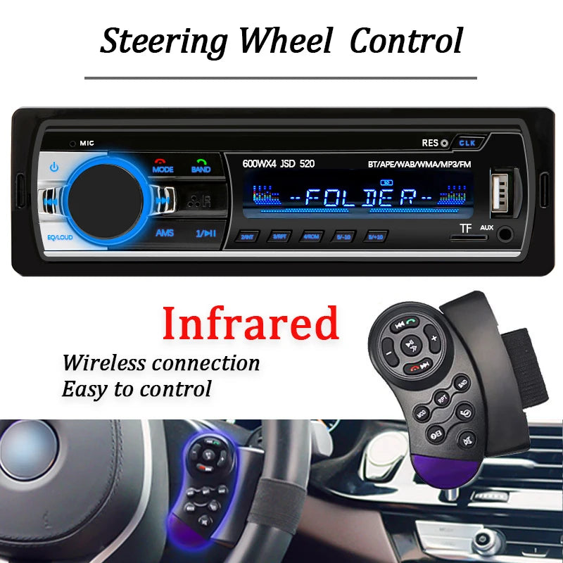 Car Radio 1 din Stereo Multimedia MP3 Player Digital Bluetooth FM ISO Power Aux Input USB Bluetooth Universal Autoradio