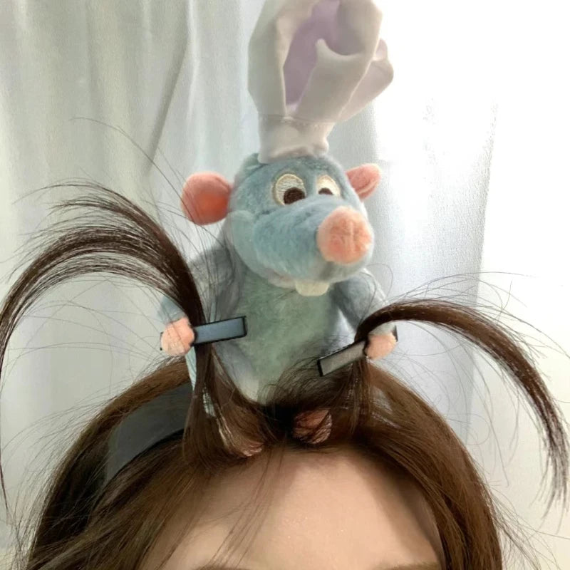 Disney Ratatouille Hairband Kawaii Cartoon Cute Plush Doll Headband Wide-Brimmed Hairpin Photo Headdress Creativity Girl Gift