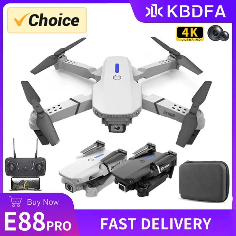 KDBFA 2023 New E88 Pro WIFI FPV Drone Wide Angle HD 4K 1080P Camera Height Hold RC Foldable Quadcopter Dron Helicopter Toys Gift