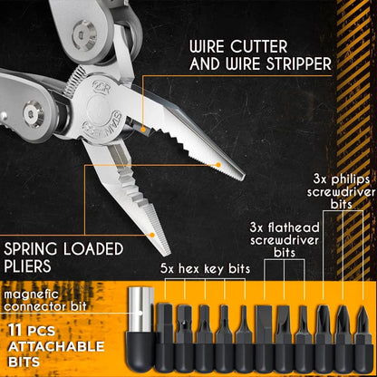 Portable Pocket Multitool 420 Stainless Steel Multitool Pliers Knife Screwdriver for Outdoor Survival Camping Hunting and Hiking