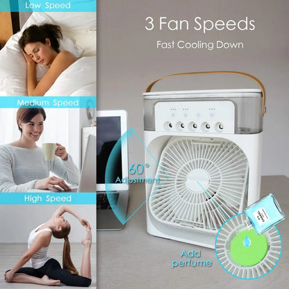 Portable Humidifier Fan AIr Conditioner Household Small Air Cooler Hydrocooling Portable Air Adjustment For Office 3 Speed Fan