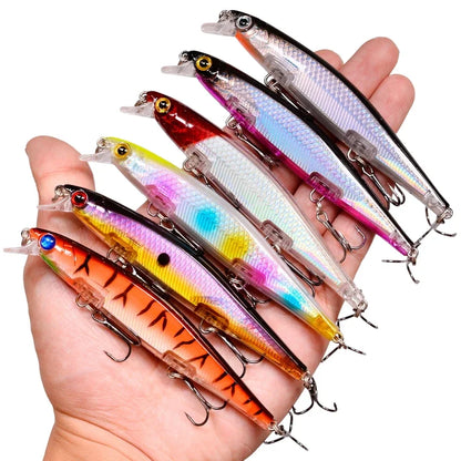 1Pcs Floating Wobbler Minnow Laser Fishing lure 11mm 12g Crankbait Artificial Hard Bait Bass Lure Plastic Fish Fishing Tackle